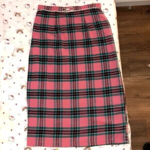 Pinup Wiggle Rhinestone Crystal-Belted Pink Plaid Midi Pencil Skirt by Finnese M